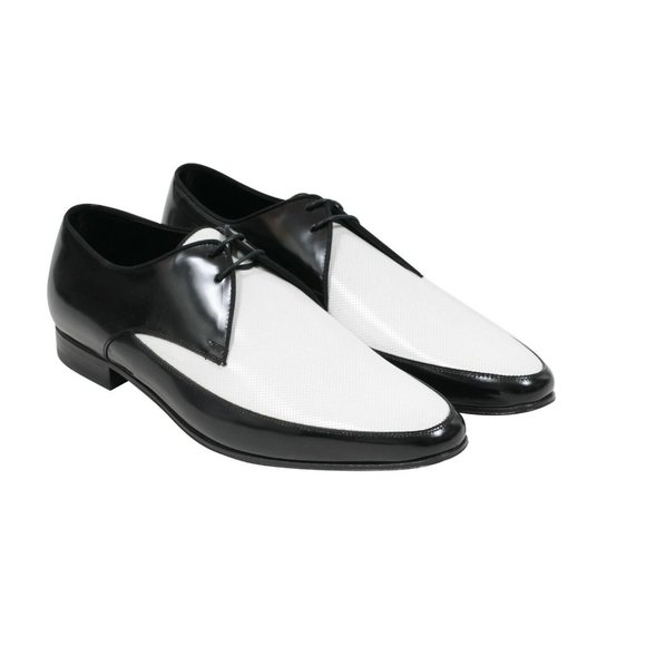 Saint Laurent Men's Black White Perforated Leather Speedster Dress Shoe 42.5 9.5 - Picture 1 of 11